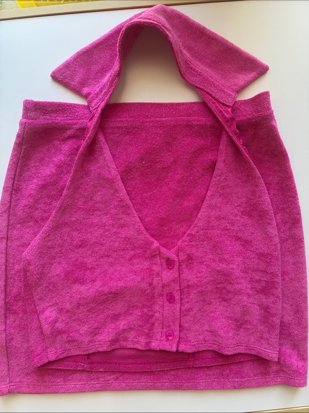 Hot Pink Two-Piece Halter Crop Top and Skirt - Picture 7 of 7